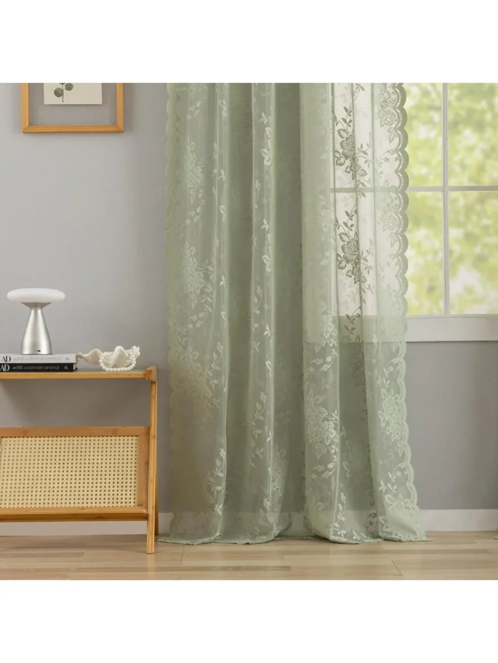 Sage Green Vintage Lace Curtains 84